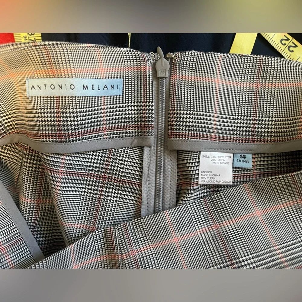 ANTONIO MELANI womens Gray plaid pants - Picture 6 of 7